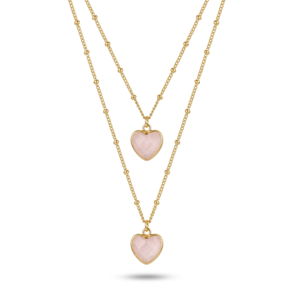 Rose Quartz Heart Necklace Main Hero product image featuring Rose Quartz.