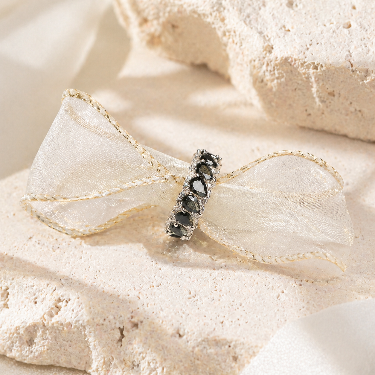 Water Drop Obsidian Plated 18K Ring Hero Main product image featuring Black Obsidian.