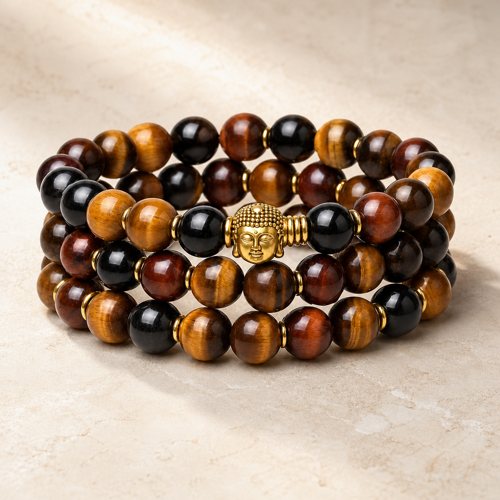 Tiger Eye Buddha Bead Bracelet Hero Main product image featuring Tiger Eye.
