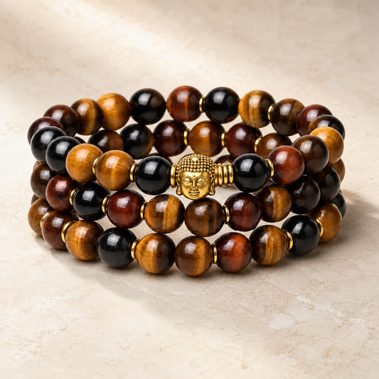 Tiger Eye Buddha Bead Bracelet Hero Main product image featuring Tiger Eye.