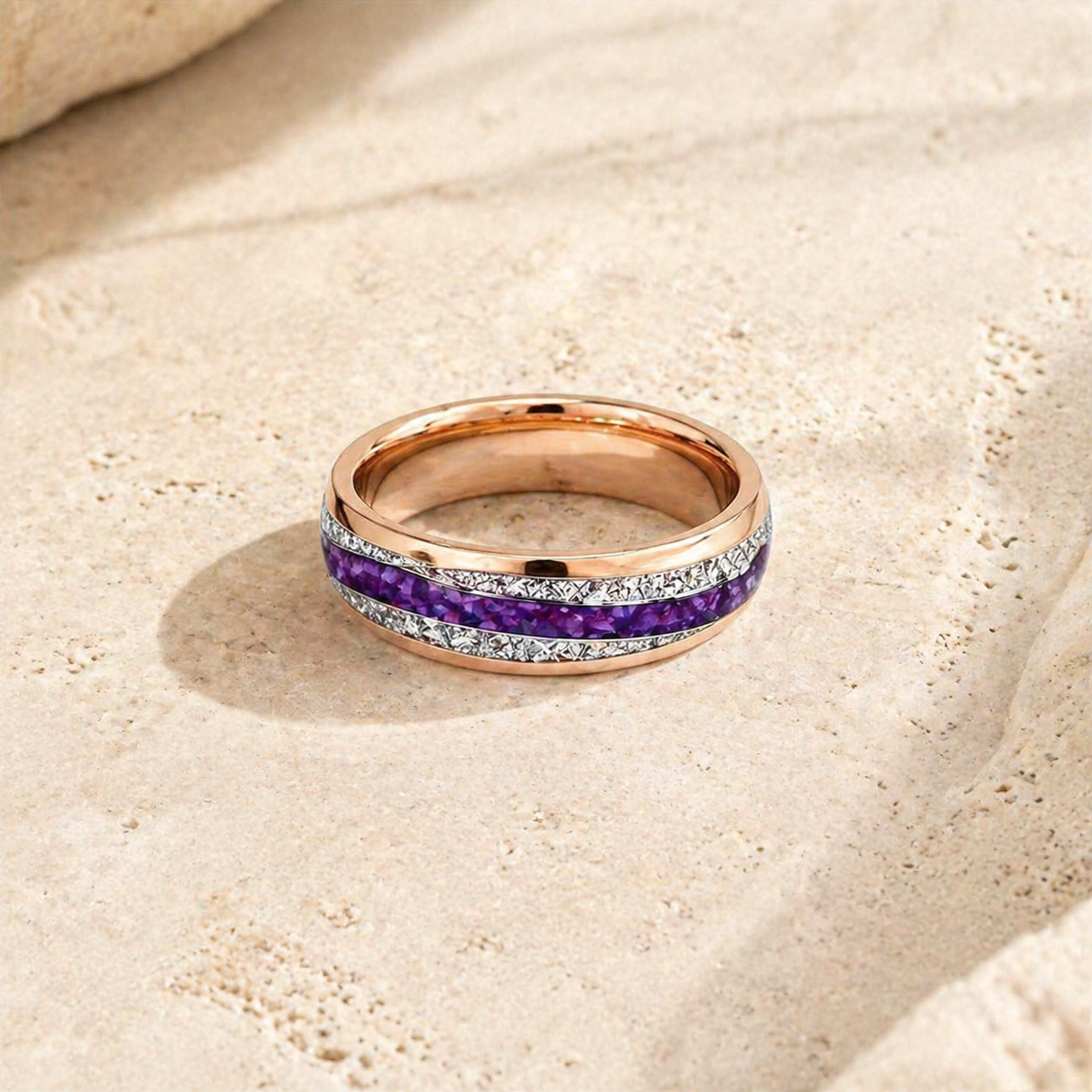 Rose Gold Amethyst Arrow Ring Hero Main product image featuring Amethyst.