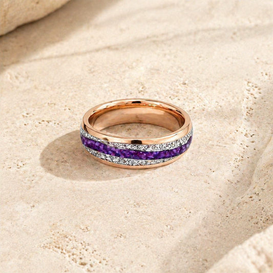 Rose Gold Amethyst Arrow Ring Hero Main product image featuring Amethyst.