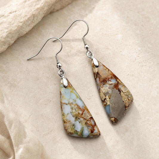 Emperor Stone Geometric Earrings Hero Main product image featuring Copper.