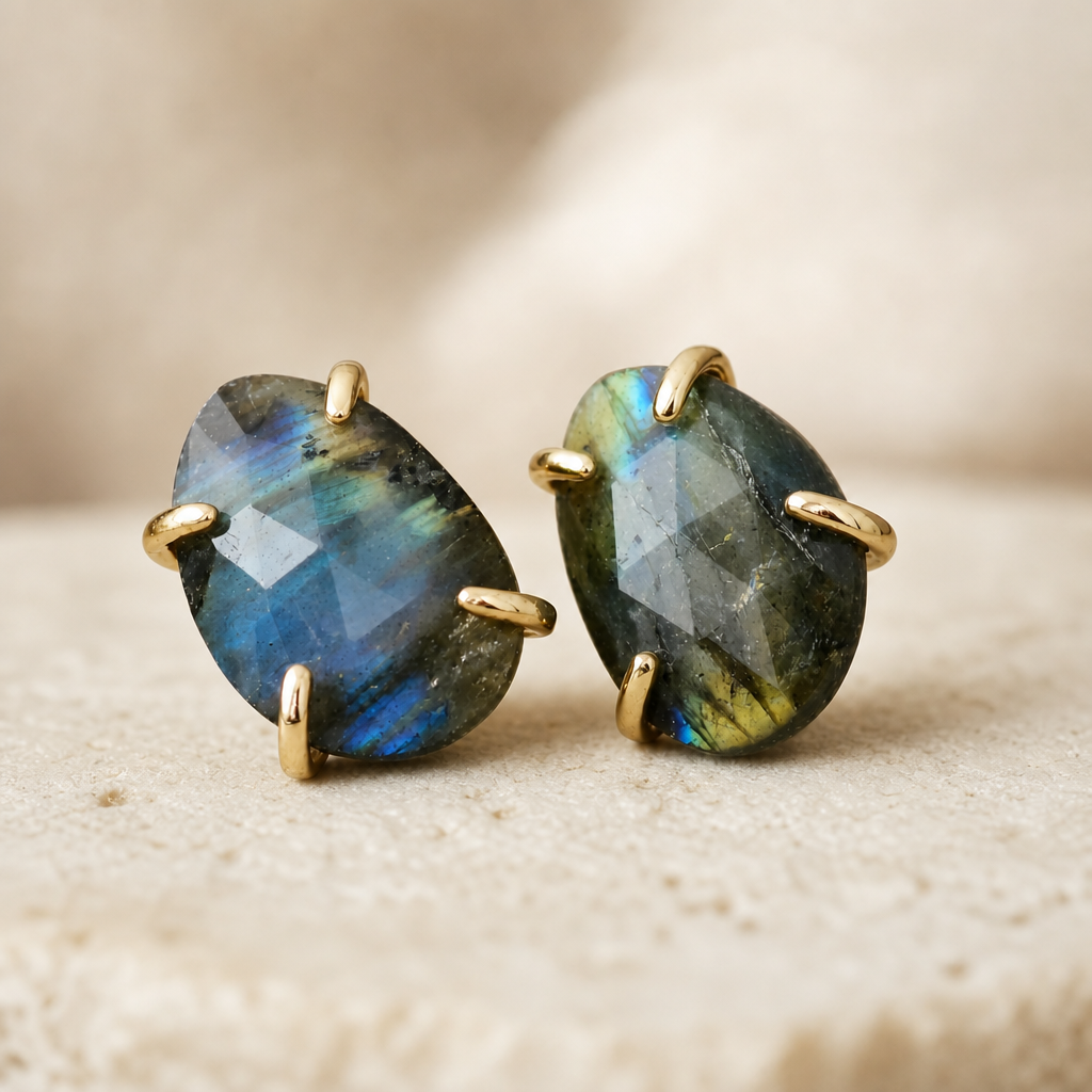Labradorite Stud Earrings Hero Main product image featuring Labradorite.