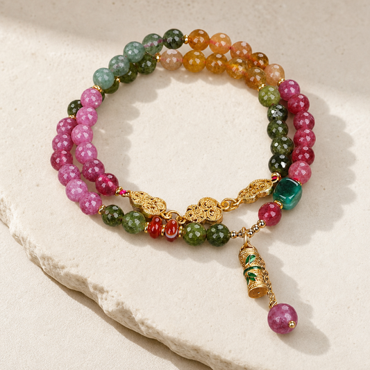 Jade Color Tourmaline Bead Bracelet Hero Main product image featuring Black Tourmaline.