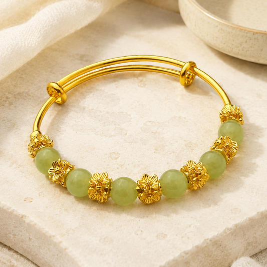 Green Chalcedony Flower Bracelet Hero Main product image featuring Chalcedony.