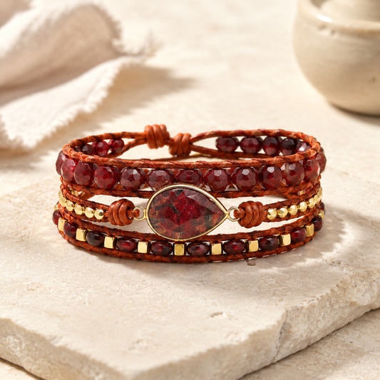 Natural Stone Layered Bracelet Hero Main product image featuring Copper.