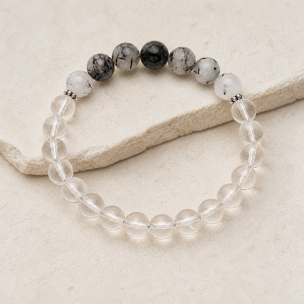 Black Tourmaline & Quartz Stretch Bracelet Hero Main product image featuring Black Tourmaline.