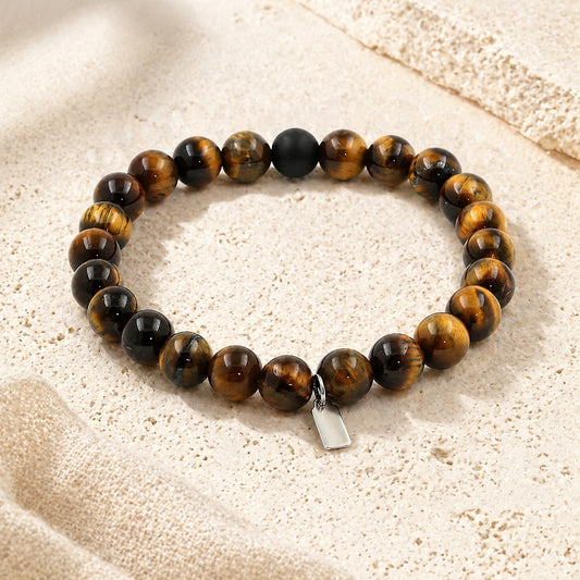 Tiger Eye & Matte Black Onyx Bracelet Main Hero product image featuring Tiger Eye.