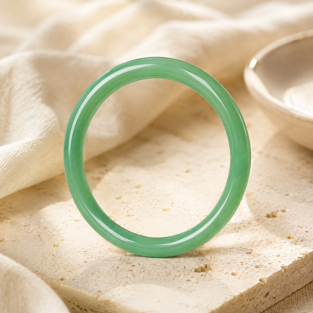 Green Jade Aventurine Bangle Bracelet Hero Main product image featuring Jade.