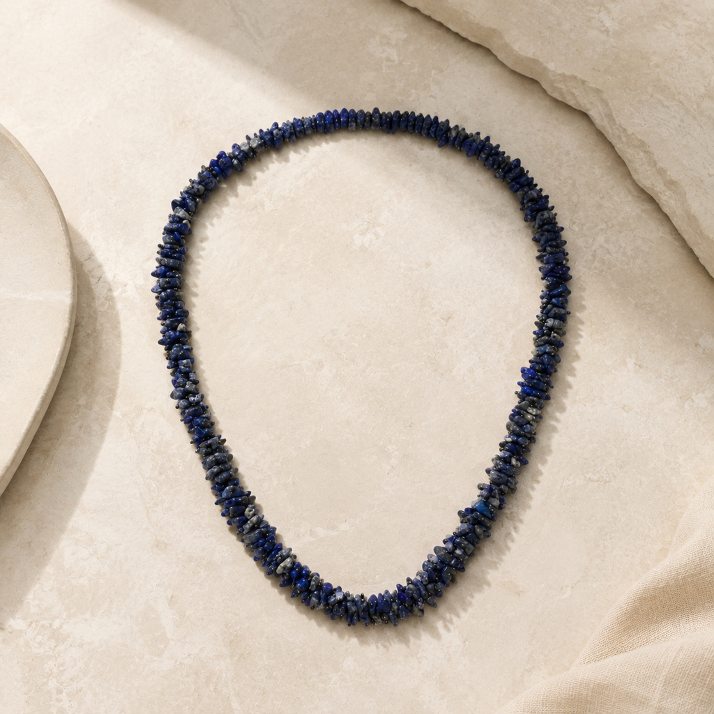 Lapis Lazuli Chip Necklace Hero Main product image featuring Natural Stone.