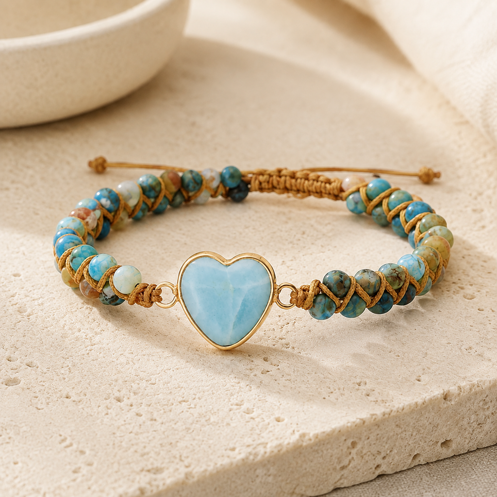 Heart Shape Beaded Bracelet Hero Main product image featuring Imperial Jasper.