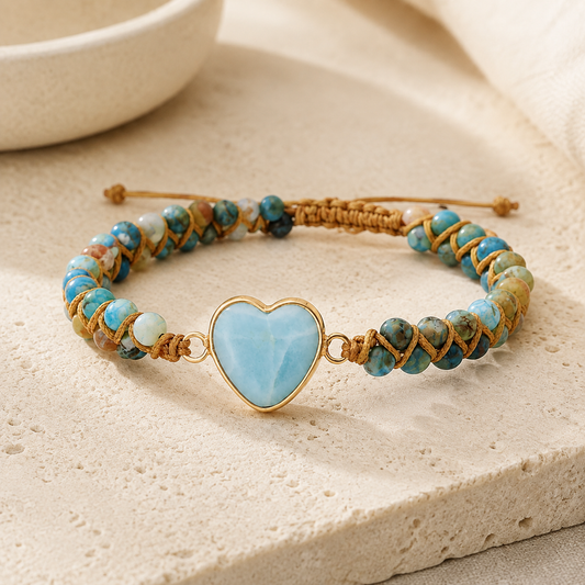 Heart Shape Beaded Bracelet Hero Main product image featuring Imperial Jasper.