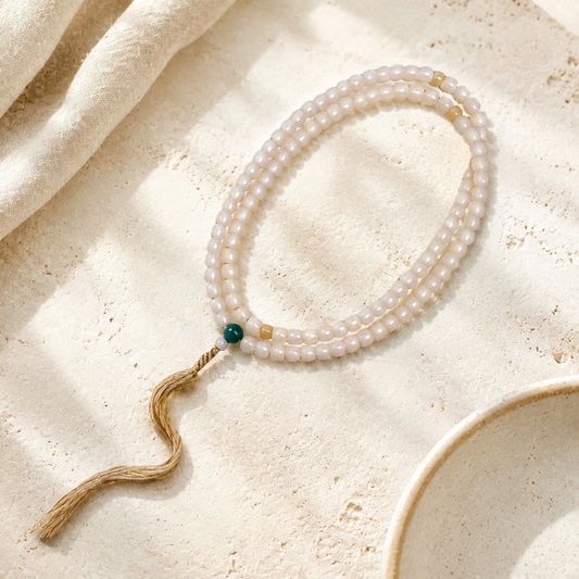 White Jade 108 Bead Wrap Bracelet Hero Main product image featuring Jade.