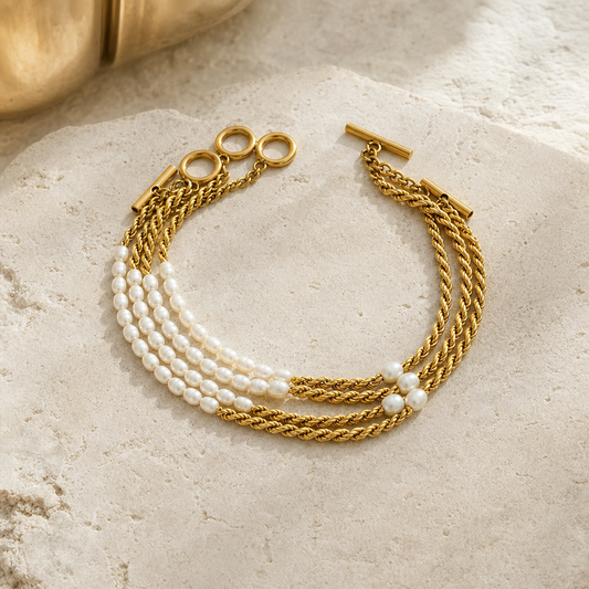 Freshwater Pearl Titanium Steel Bracelet Hero Main product image featuring Freshwater Pearl.