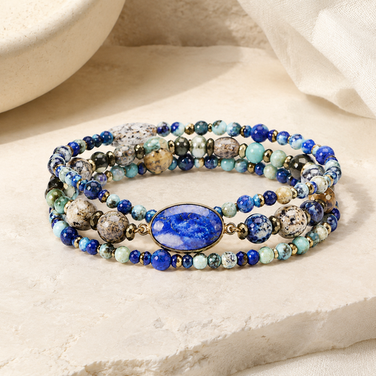 Imperial Stone Heart Three Layered Bracelet Hero Main product image featuring Lapis Lazuli.