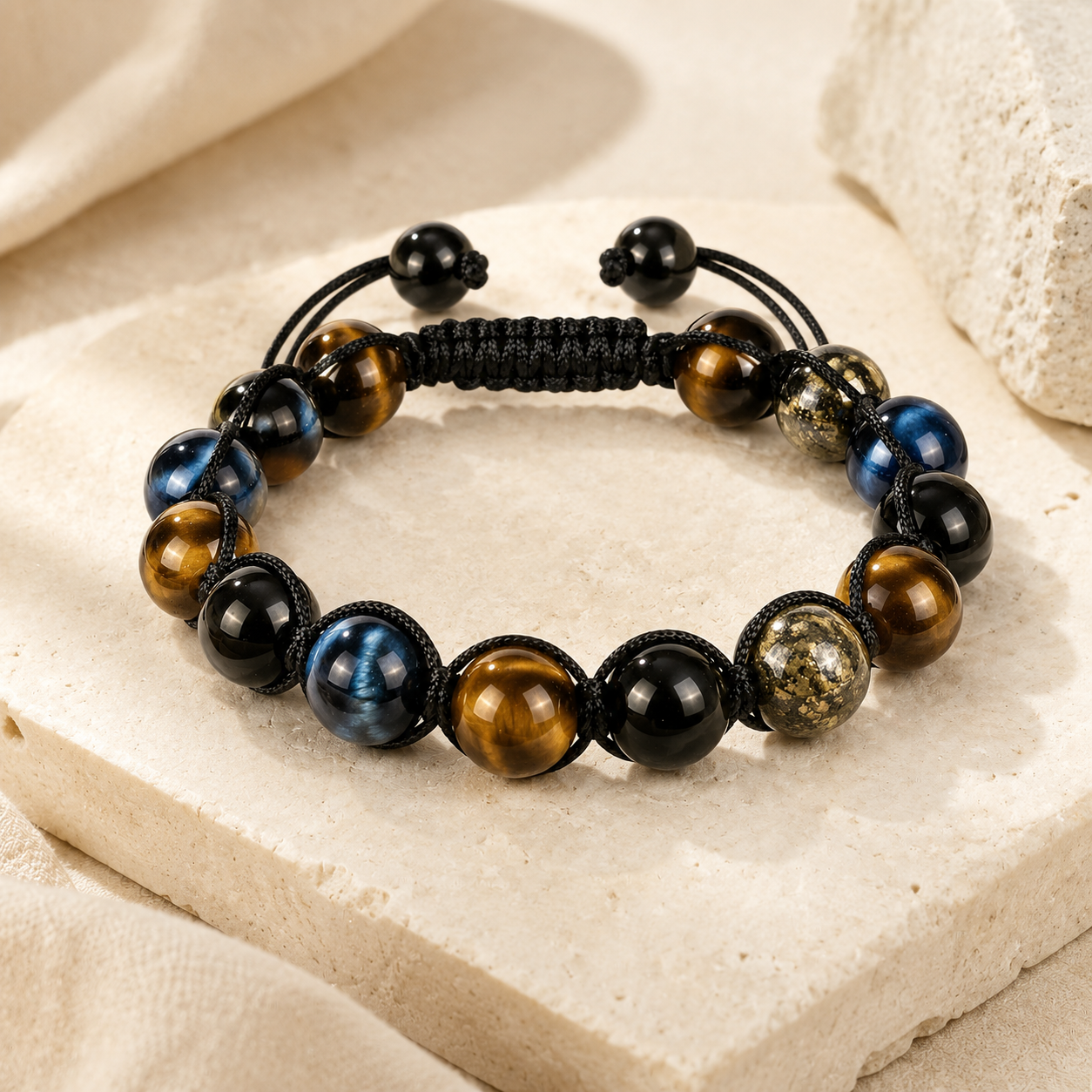 Natural Tiger Eye Obsidian 8mm Bracelet Hero Main product image featuring Tiger Eye.