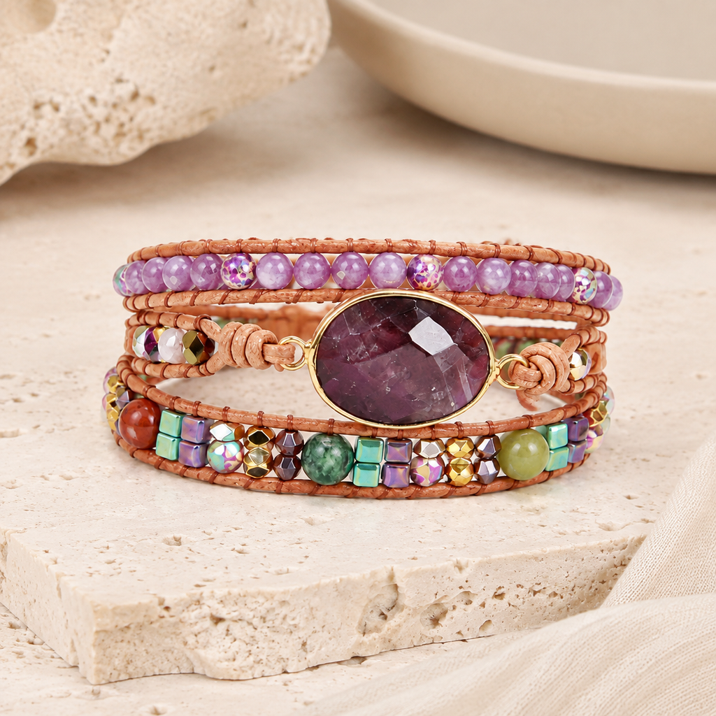 Triple Layer Amethyst Bracelet Hero Main product image featuring Imperial Jasper.
