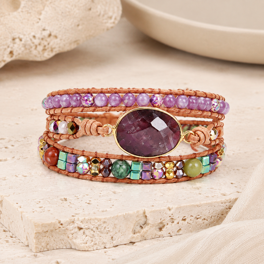 Triple Layer Amethyst Bracelet Hero Main product image featuring Imperial Jasper.