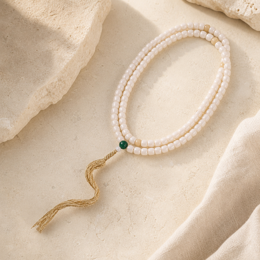Natural White Jade Bodhi Root 108 Bracelets Hero Main product image featuring Jade.