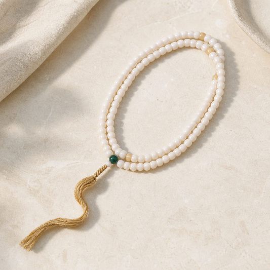 White Jade 108 Bead Wrap Bracelet Hero Main product image featuring Jade.