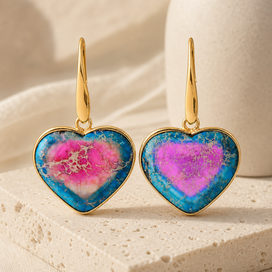 Sky Blue Natural Stone Heart Drop Earrings Hero Main product image featuring Natural Stone.