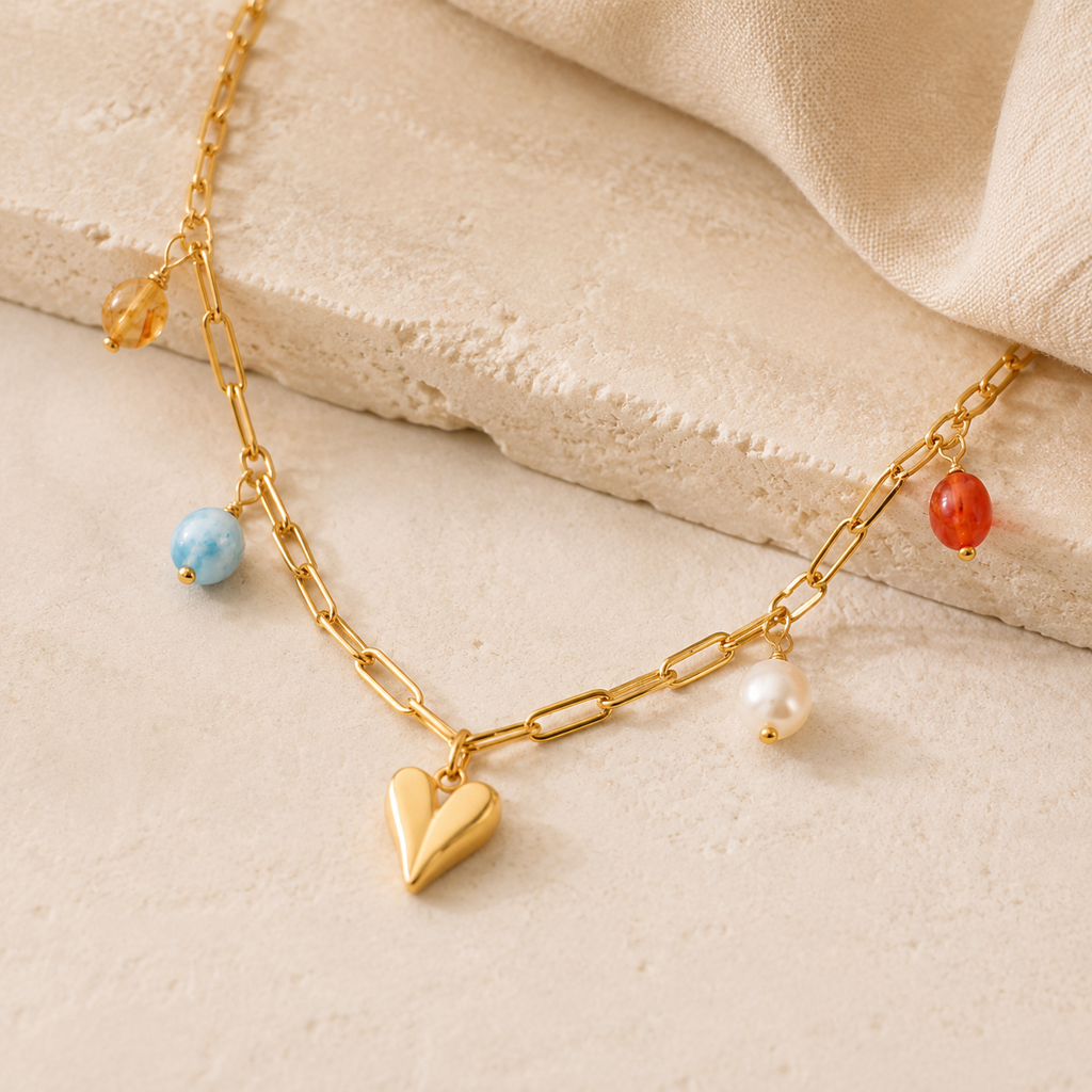 Titanium Steel Heart Pendant Necklace Hero Support A product image featuring Freshwater Pearl.