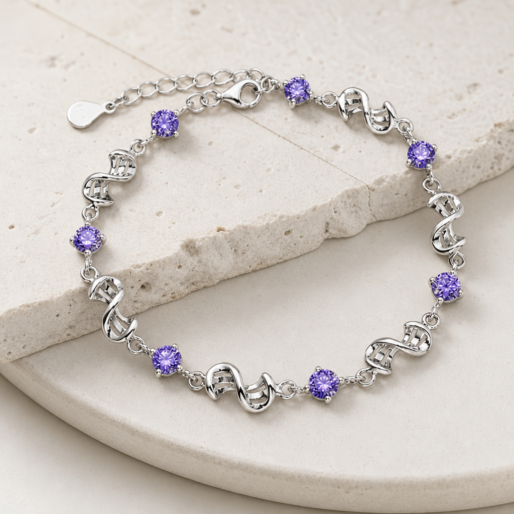 Amethyst Silver Link Bracelet Hero Support A product image featuring Amethyst.