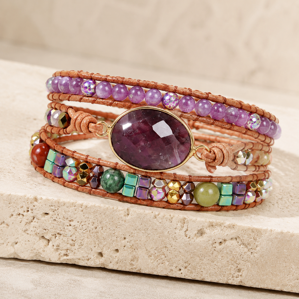 Triple Layer Amethyst Bracelet Hero Support A product image featuring Imperial Jasper.
