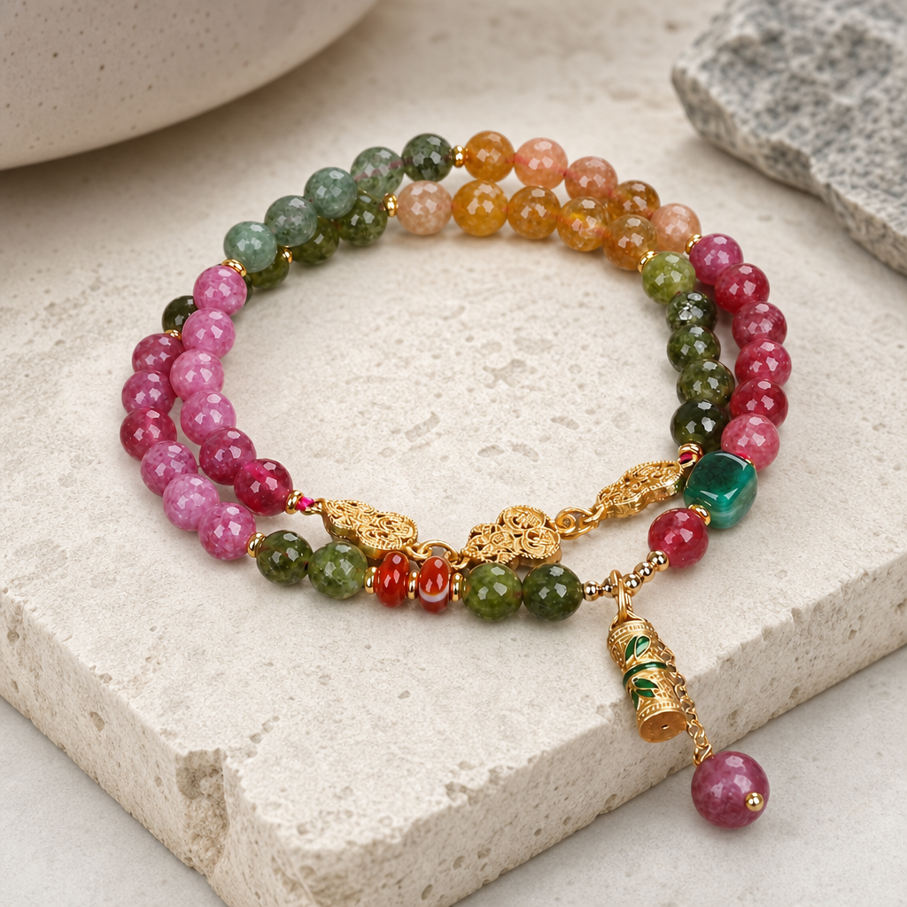 Jade Color Tourmaline Bead Bracelet Hero Support A product image featuring Black Tourmaline.