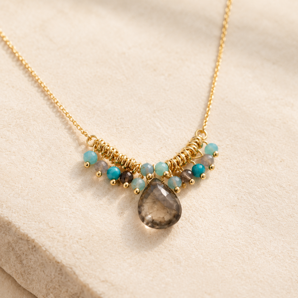 Smoky Quartz Drop Necklace Hero Support A product image featuring Natural Stone.