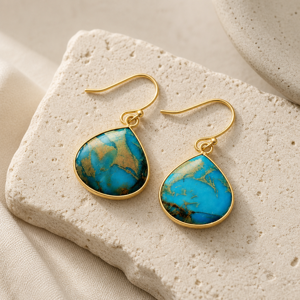 18K Gold Plated Natural Stone Earrings Hero Support A product image featuring 18k Gold Plated.