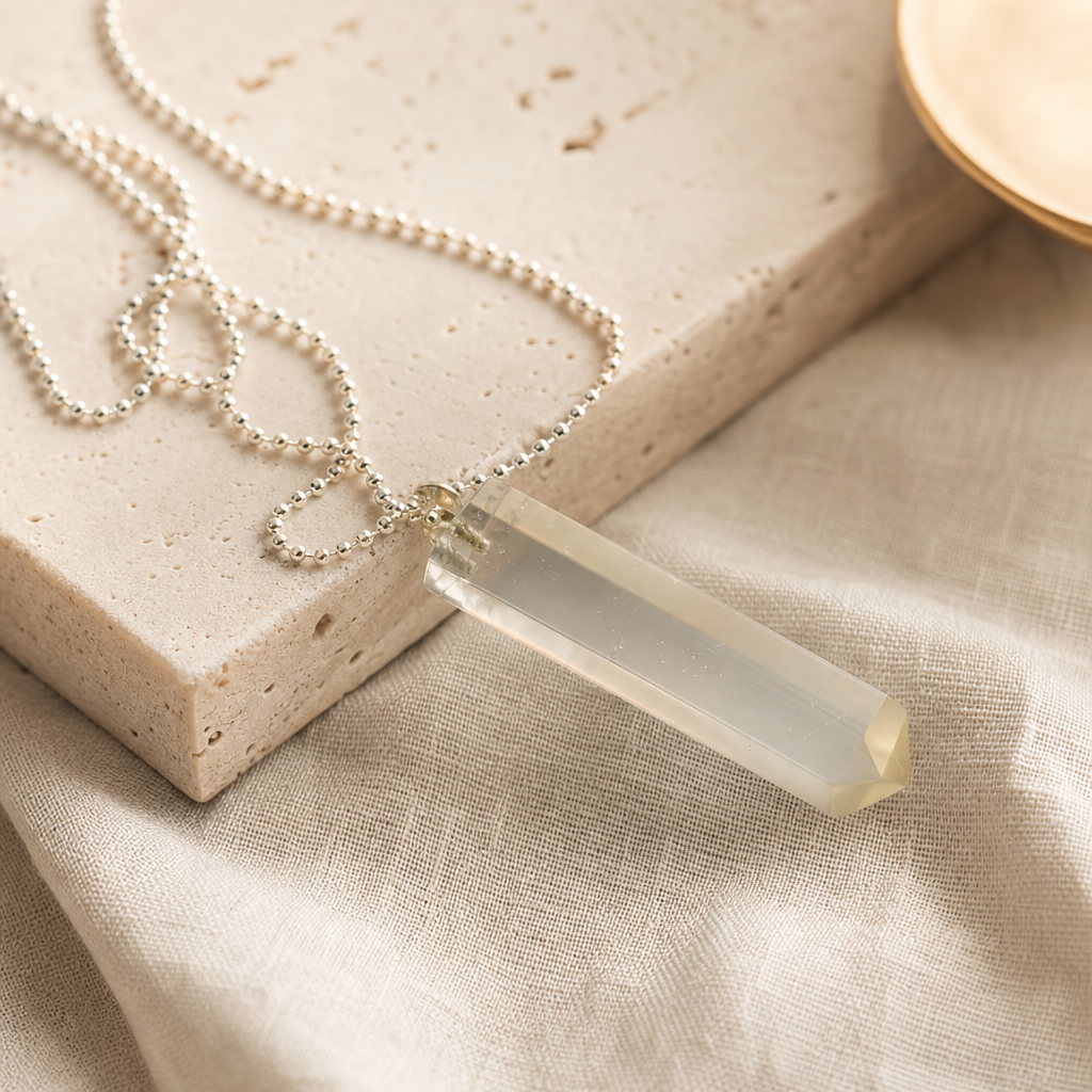 Clear Quartz Point Pendant Necklace Hero Support A product image featuring Clear Quartz.