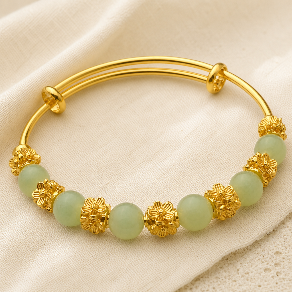 Green Chalcedony Flower Bracelet Hero Support A product image featuring Chalcedony.