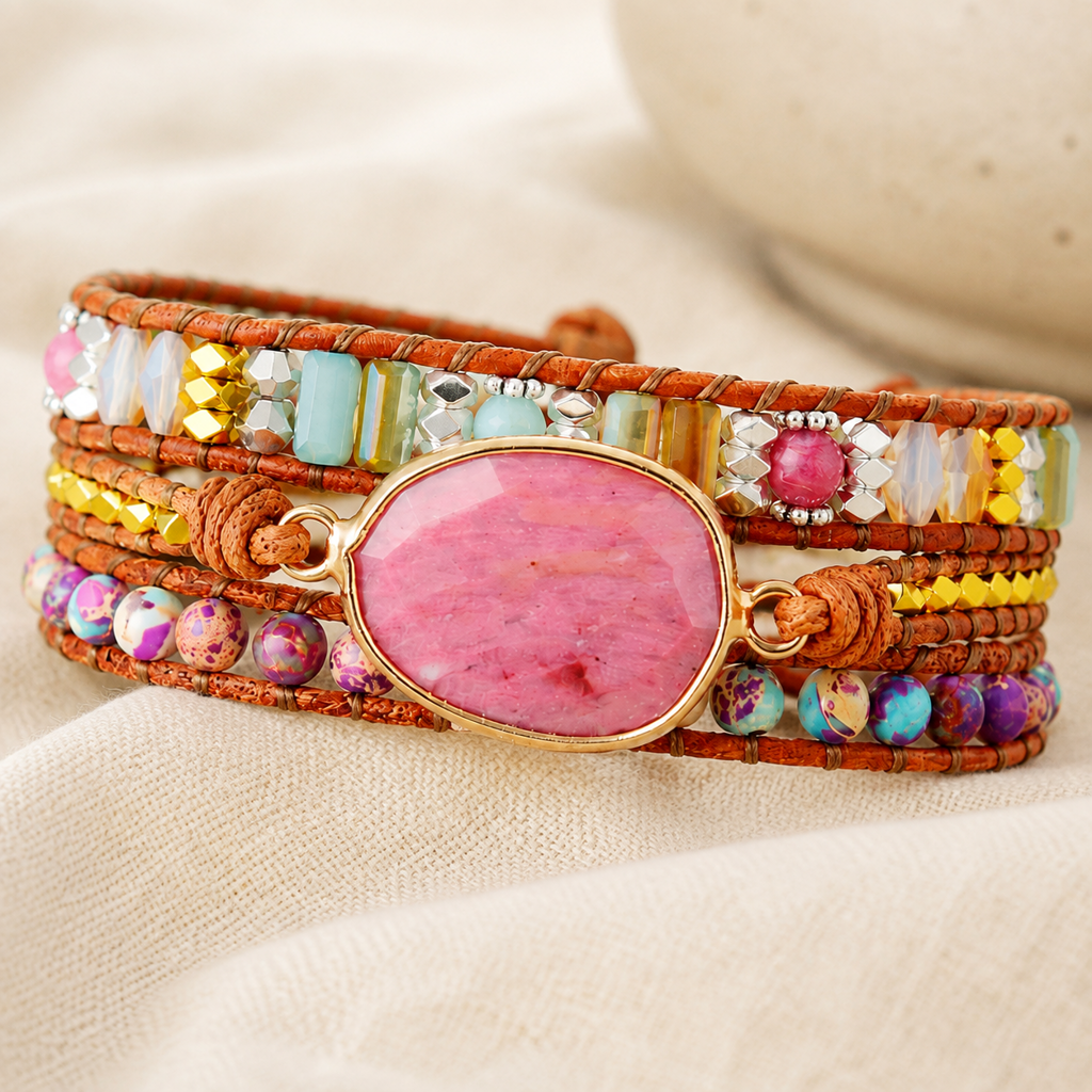 Handmade Crystal Beaded Natural Stone Bracelet Hero Support A product image featuring Crystal.
