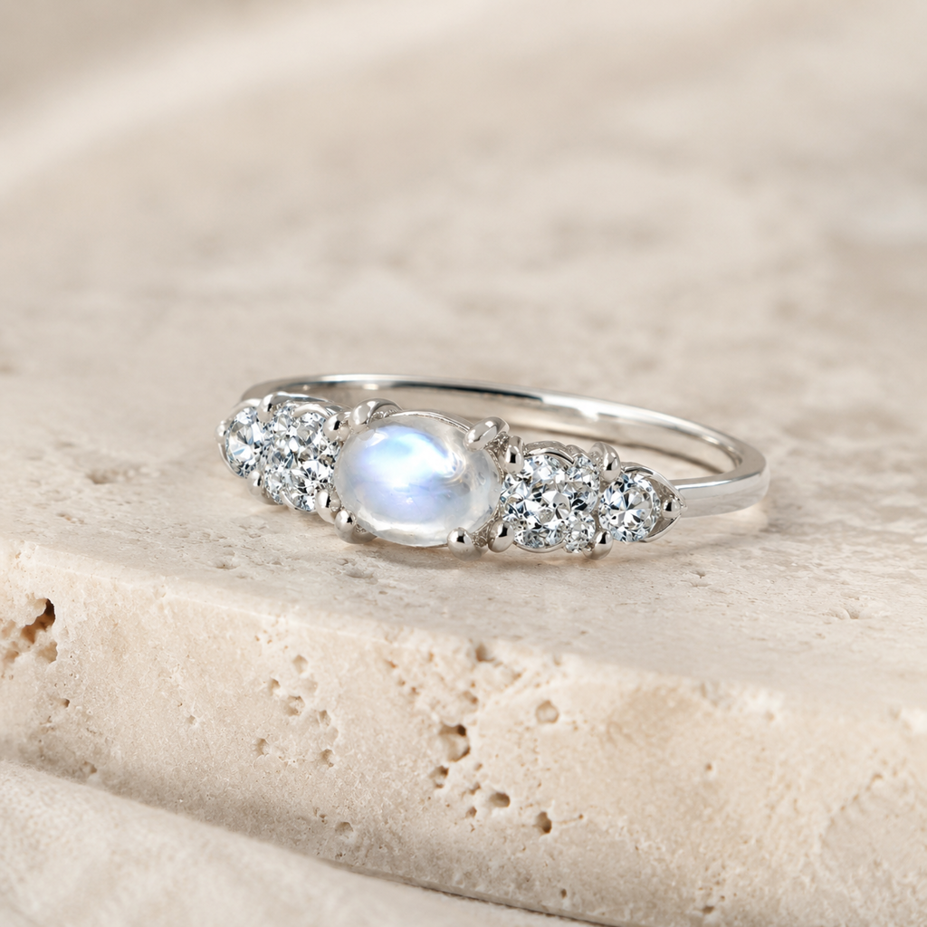 Moonstone Ring, Moonstone Silver Ring, Gemstone Sterling Silver Hero Support A product image featuring Moonstone.