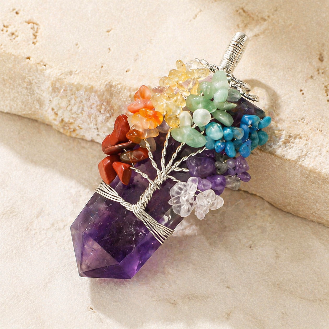 Amethyst Tree of Life Pendant Necklace Hero Support A product image featuring Amethyst.