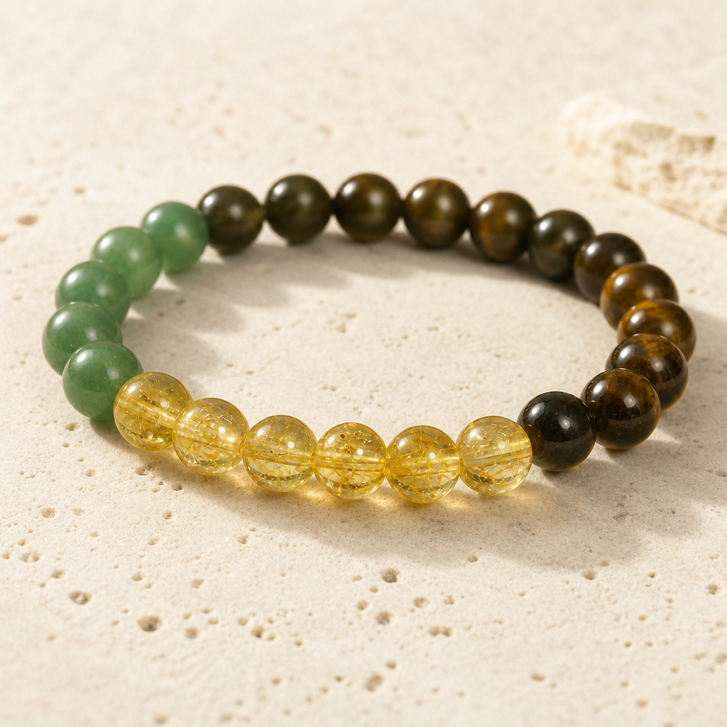 Citrine Green Aventurine Tiger Eye Bracelet Hero Support A product image featuring Citrine.