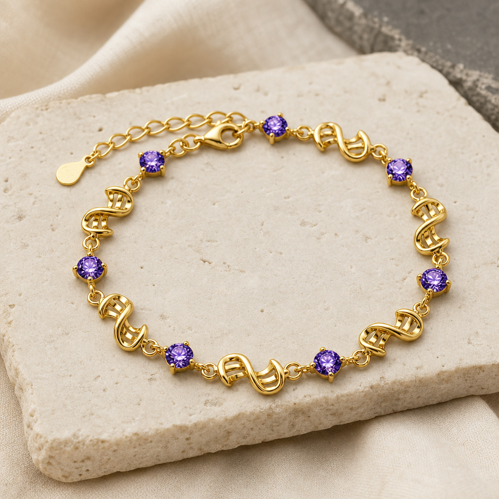 Amethyst White Gold Tone Link Bracelet Hero Support A product image featuring Amethyst.