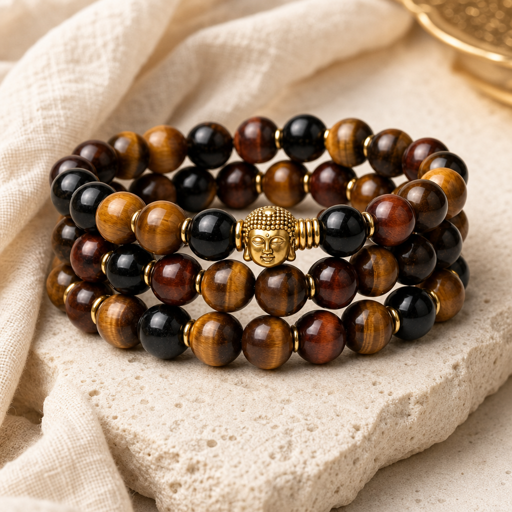 Tiger Eye Buddha Bead Bracelet Hero Support A product image featuring Tiger Eye.