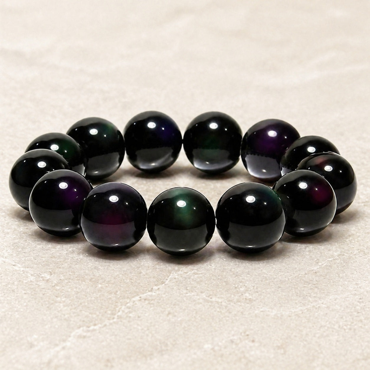 Black Obsidian 8mm Bead Bracelet Clean Studio product image featuring Black Obsidian.
