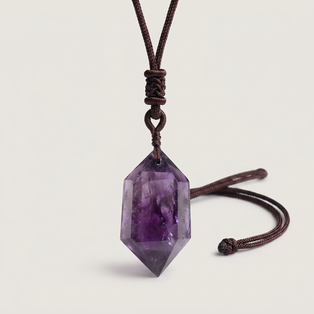 Amethyst Hexagonal Pendant Necklace Soft Studio product image featuring Amethyst.