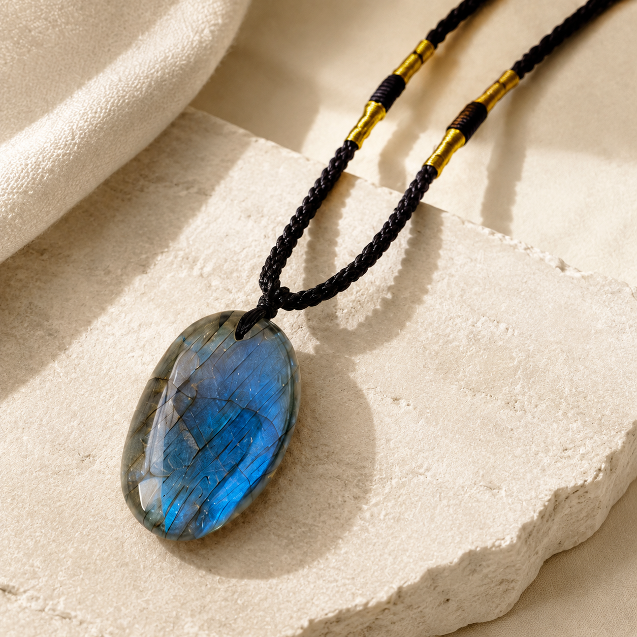 Labradorite Rough Stone Pendant Necklace Hero Support A product image featuring Labradorite.