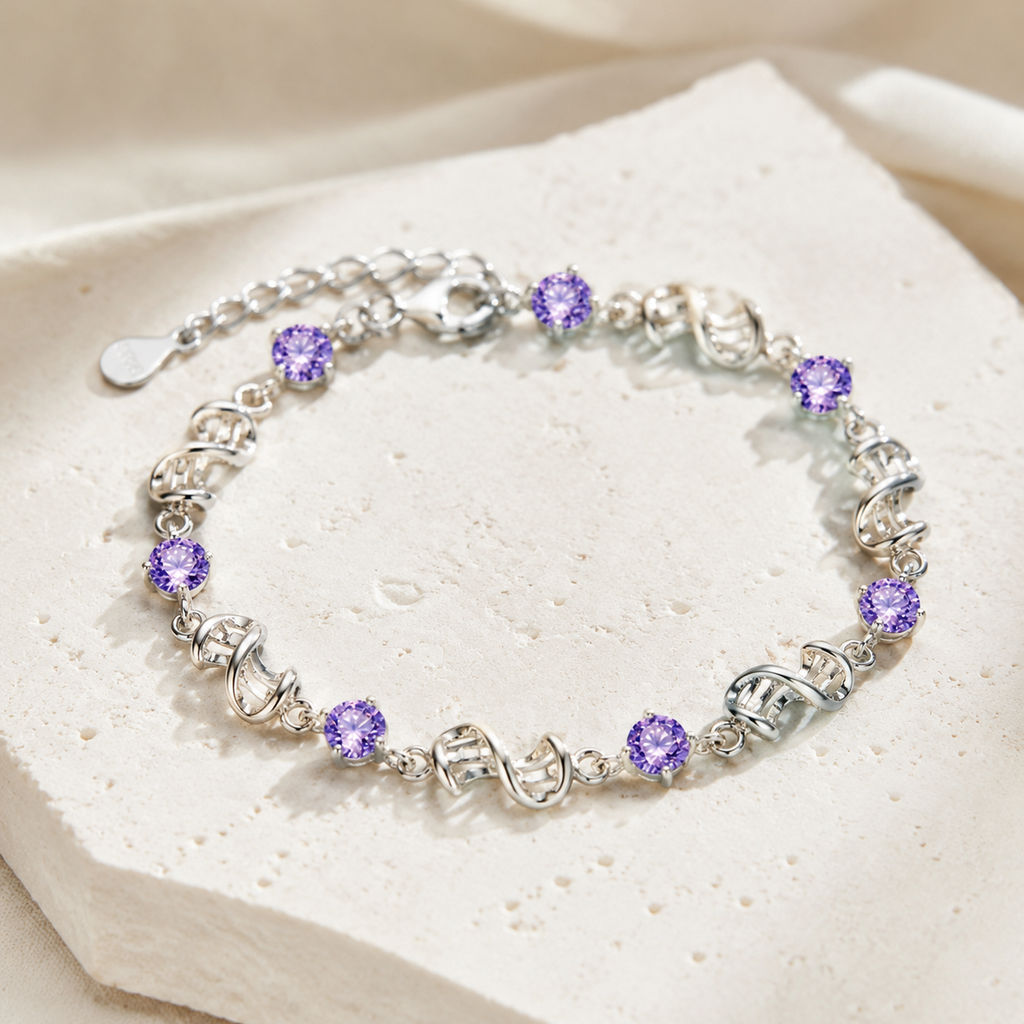 Amethyst Silver Link Bracelet Hero Support A product image featuring Amethyst.