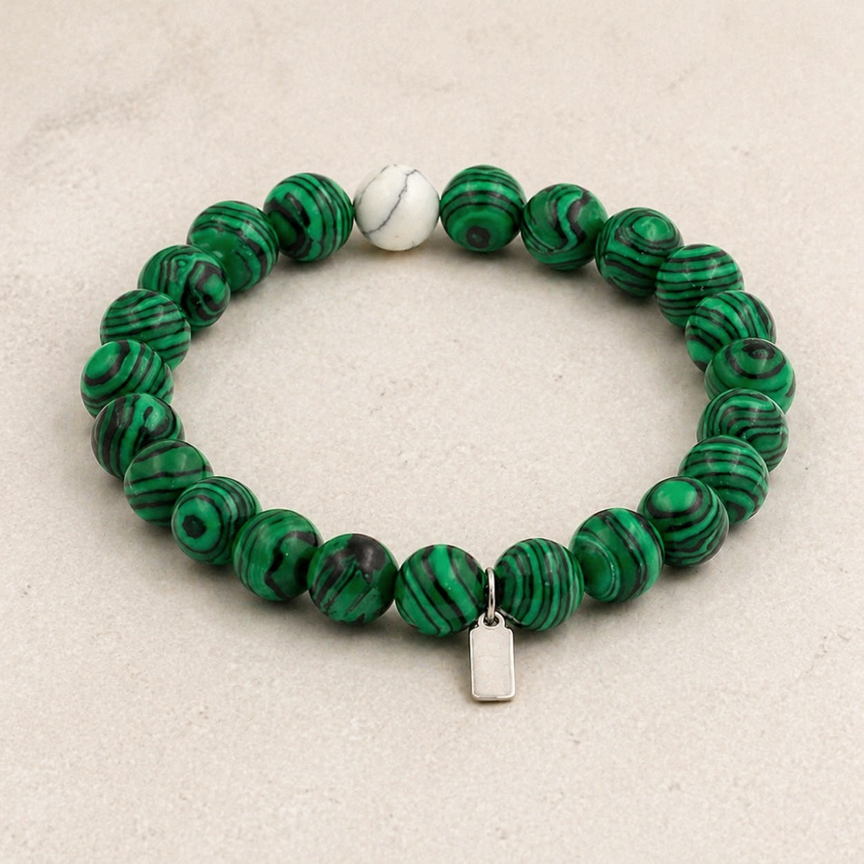 Malachite & Howlite 8mm Bead Bracelet Clean Studio product image featuring Malachite.