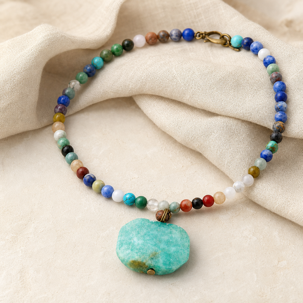 Amazonite Choker Necklace Hero Support A product image featuring Natural Stone.
