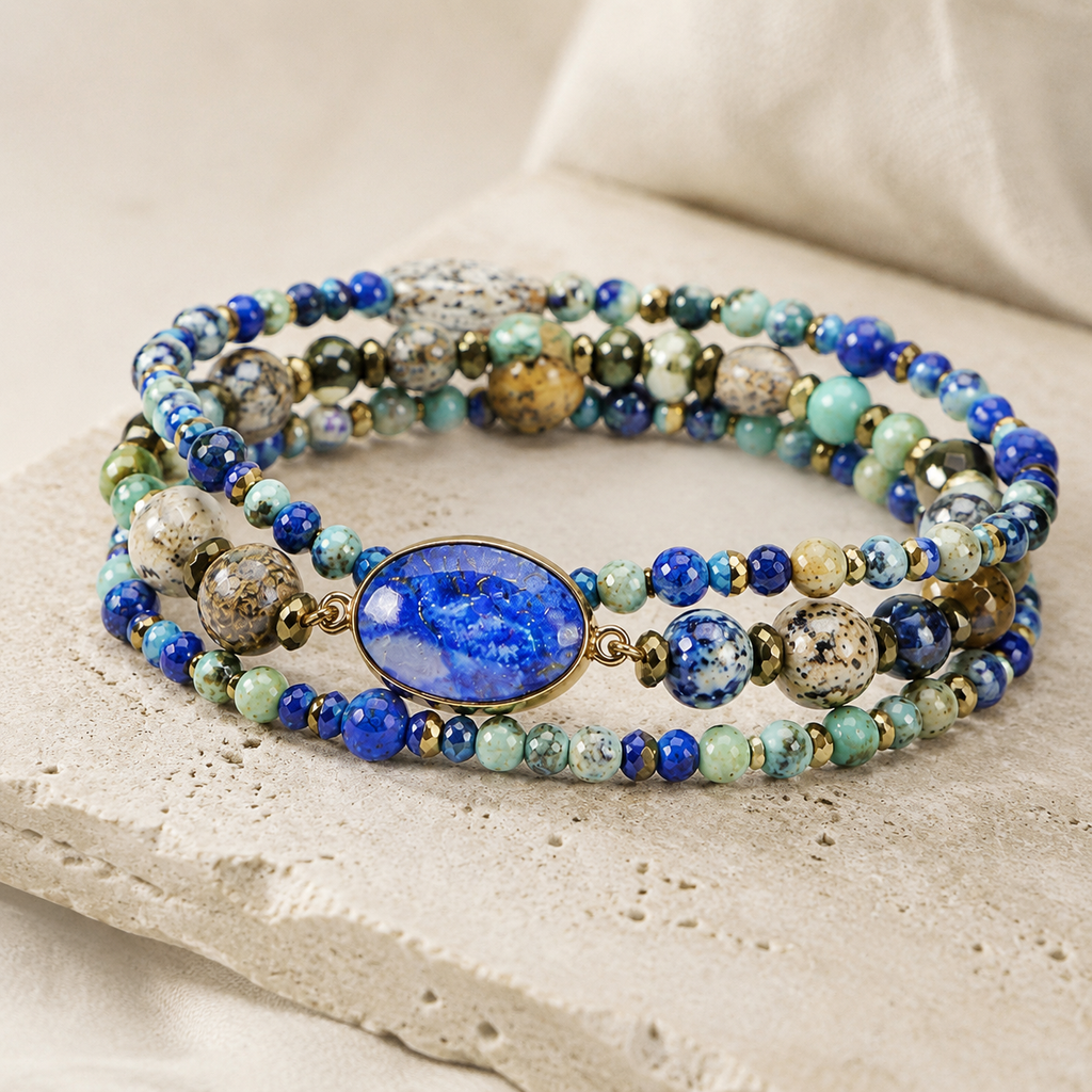 Imperial Stone Heart Three Layered Bracelet Hero Support A product image featuring Lapis Lazuli.