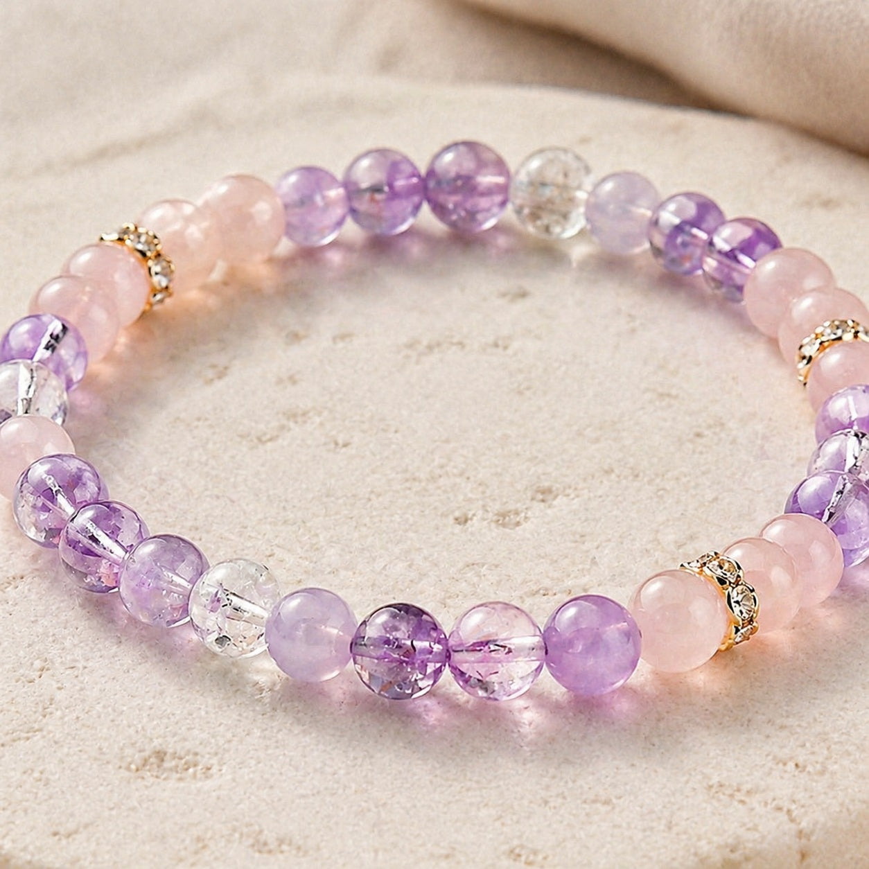 Natural Amethyst Crystal Bracelet Macro Detail product image featuring Amethyst.