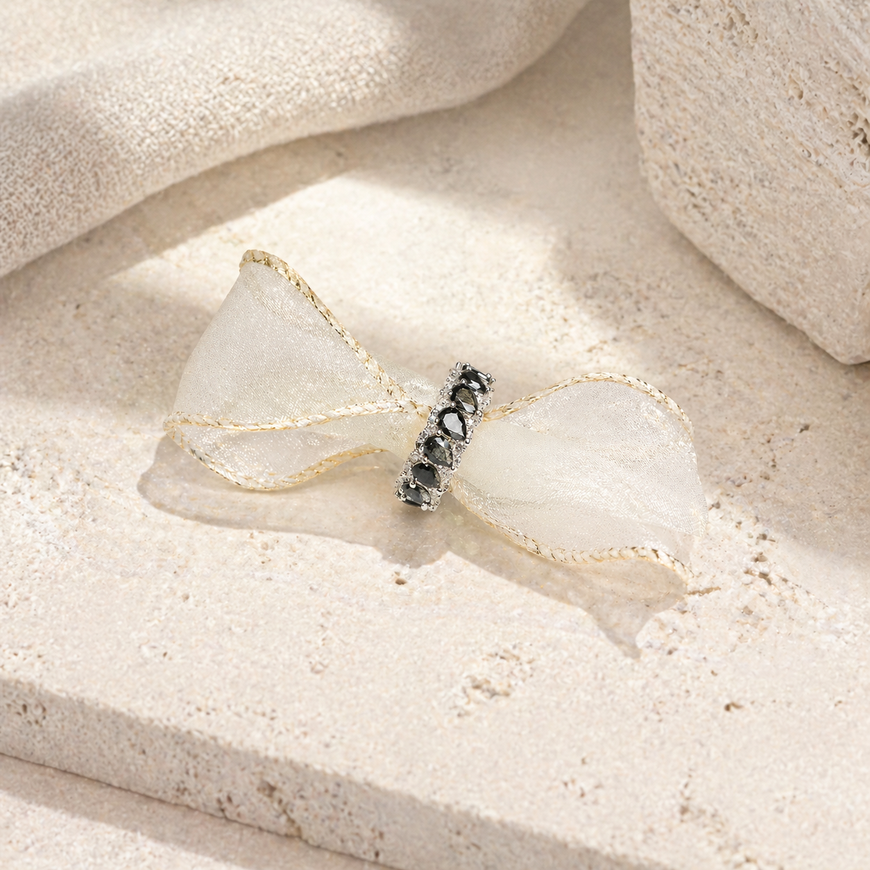 Water Drop Obsidian Plated 18K Ring Hero Support B product image featuring Black Obsidian.