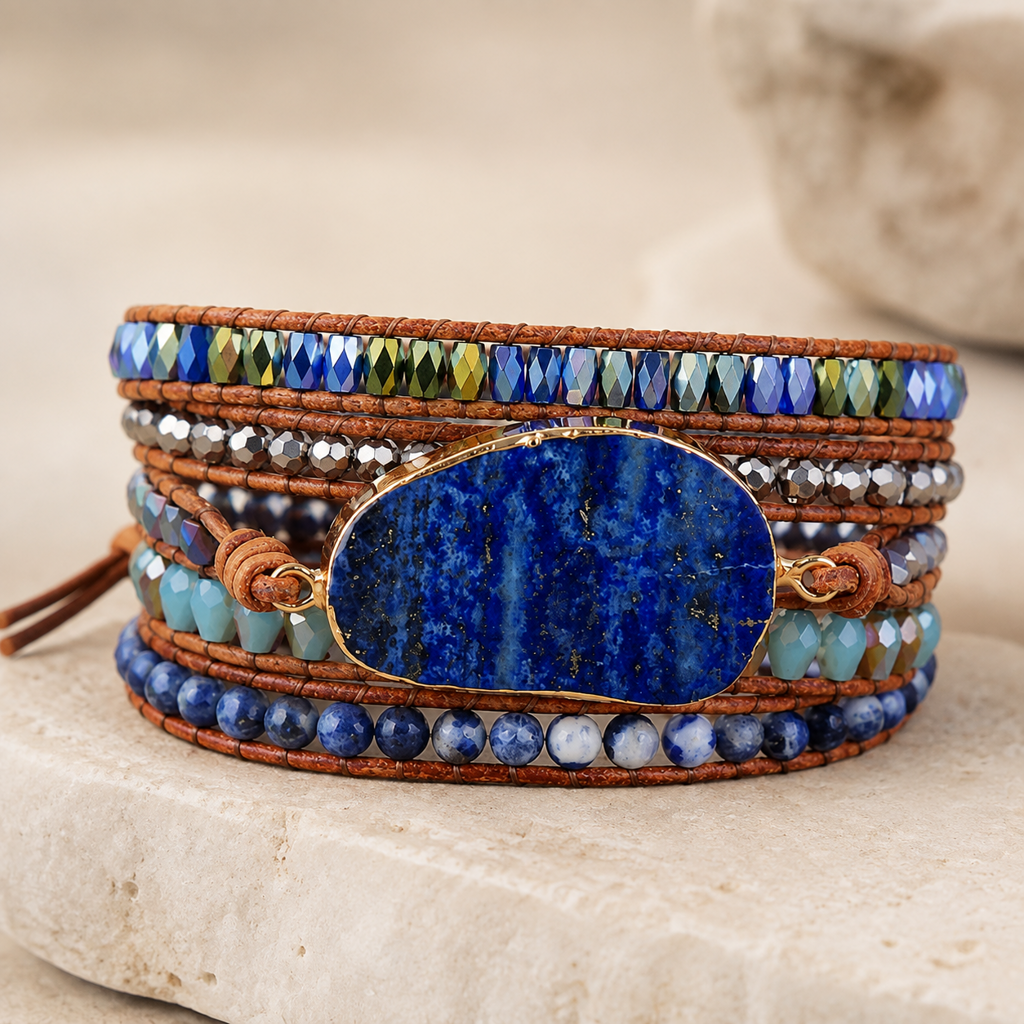 Lapis Lazuli Layered Bracelet Hero Support B product image featuring Lapis Lazuli.